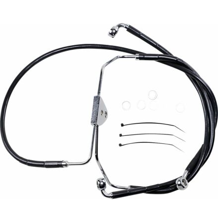 Front Brake Line Black Vinyl Coated Stainless Steel Extended 4&quot;