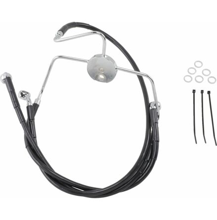 Front Brake Line Black Vinyl Coated Stainless Steel Extended 2&quot;