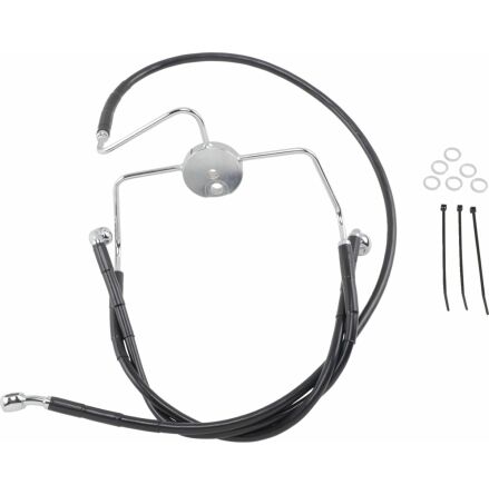 Front Brake Line Black Vinyl Coated Stainless Steel Extended 6&quot;