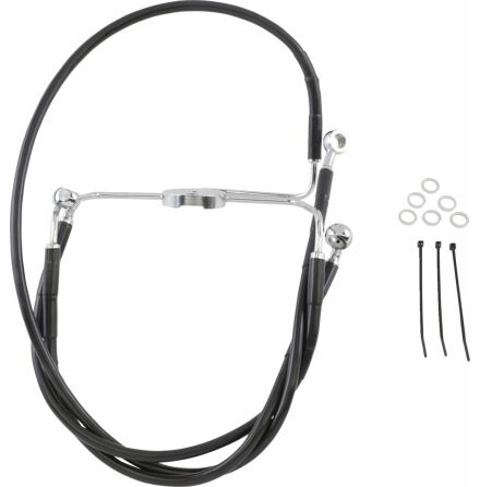 Front Brake Line Black Vinyl Coated Stainless Steel Extended 10&quot;