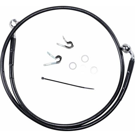 Front Brake Line Black Vinyl Coated Stainless Steel Extended 6&quot;