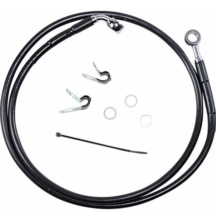 Front Brake Line Black Vinyl Coated Stainless Steel Extended 8&quot;