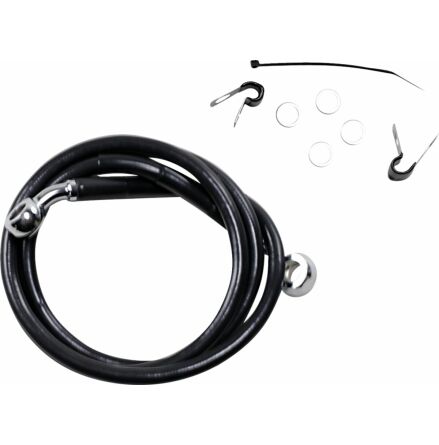 Front Brake Line Black Vinyl Coated Stainless Steel Extended 2"