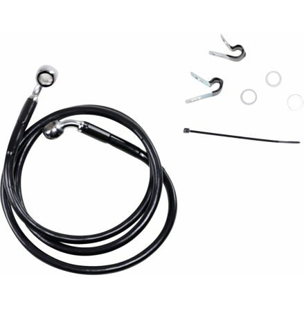 Front Brake Line Black Vinyl Coated Stainless Steel Extended 4"