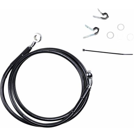 Front Brake Line Black Vinyl Coated Stainless Steel Extended 8"
