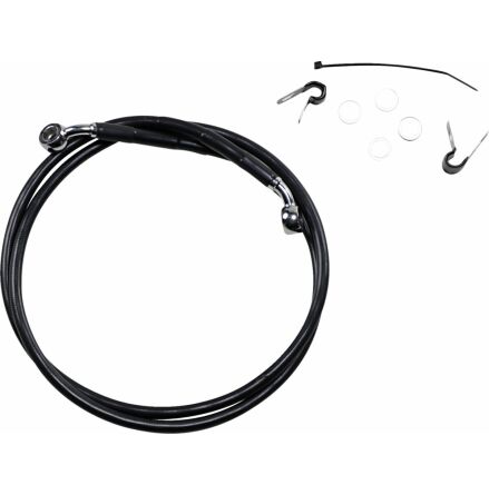 Front Brake Line Black Vinyl Coated Stainless Steel Extended 10"