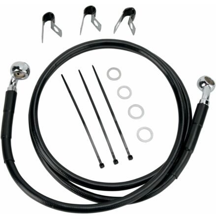 Front Brake Line Black Vinyl Coated Stainless Steel Extended 2"