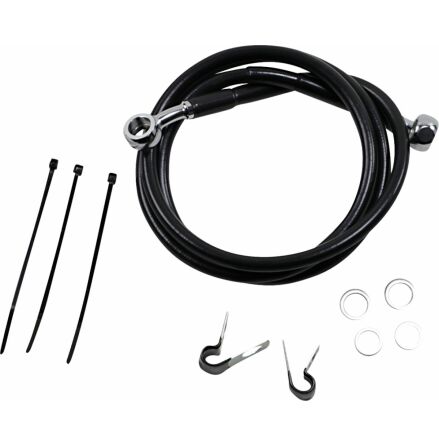 Front Brake Line Black Vinyl Coated Stainless Steel Extended 2"
