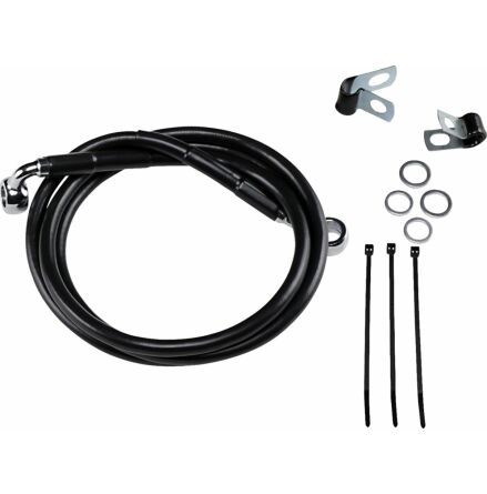 Front Brake Line Black Vinyl Coated Stainless Steel Extended 4"