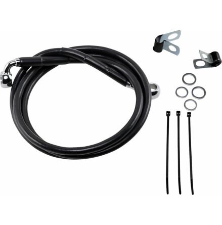 Front Brake Line Black Vinyl Coated Stainless Steel Extended 6"