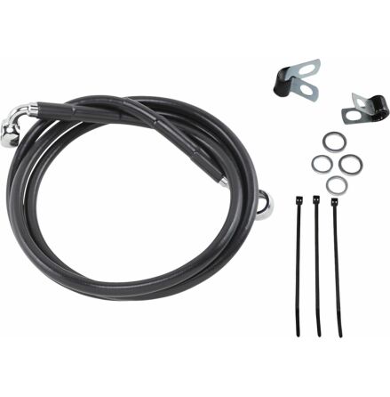 Front Brake Line Black Vinyl Coated Stainless Steel Extended 8"