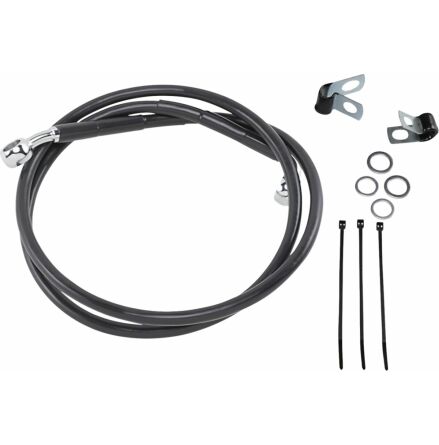 Front Brake Line Black Vinyl Coated Stainless Steel Extended 2"