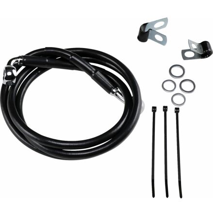 Front Brake Line Black Vinyl Coated Stainless Steel Extended 4"