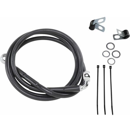 Front Brake Line Black Vinyl Coated Stainless Steel Extended 6"