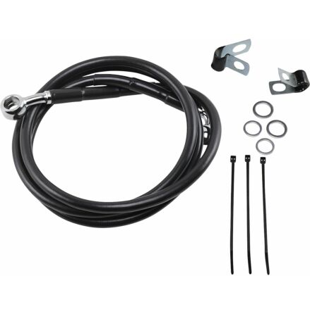 Front Brake Line Black Vinyl Coated Stainless Steel Extended 8"