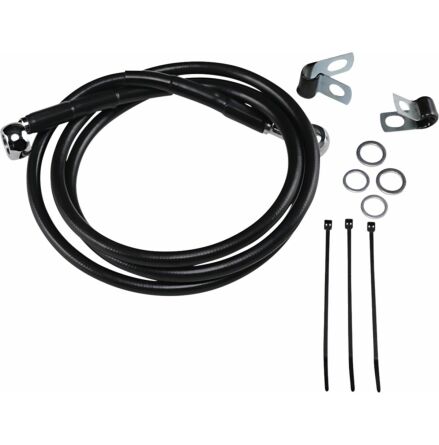 Front Brake Line Black Vinyl Coated Stainless Steel Extended 10"