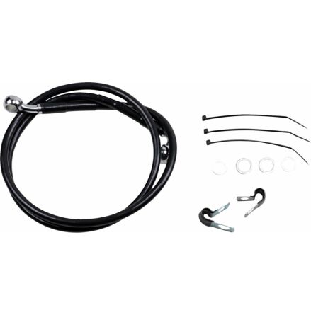 Front Brake Line Black Vinyl Coated Stainless Steel Extended 2"