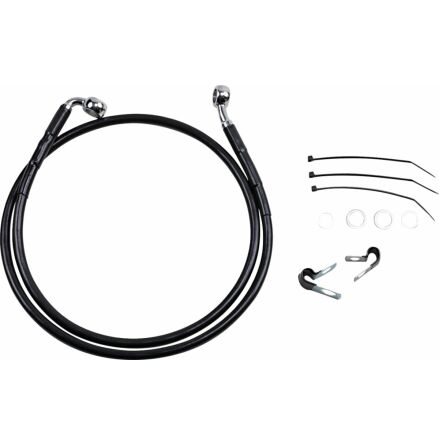 Front Brake Line Black Vinyl Coated Stainless Steel Extended 4"