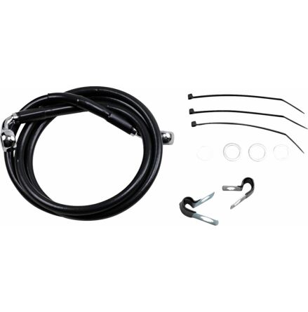 Front Brake Line Black Vinyl Coated Stainless Steel Extended 6"