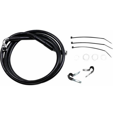Front Brake Line Black Vinyl Coated Stainless Steel Extended 10"