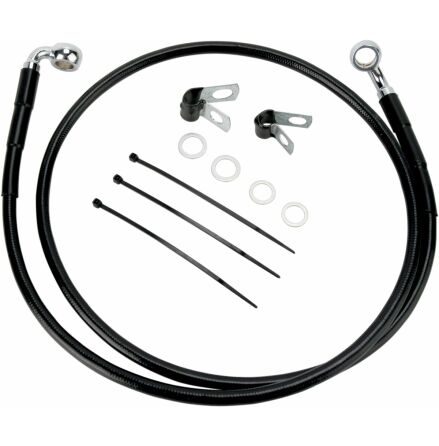 Front Brake Line Black Vinyl Coated Stainless Steel Extended 6"