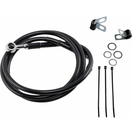 Front Brake Line Black Vinyl Coated Stainless Steel Extended 4"