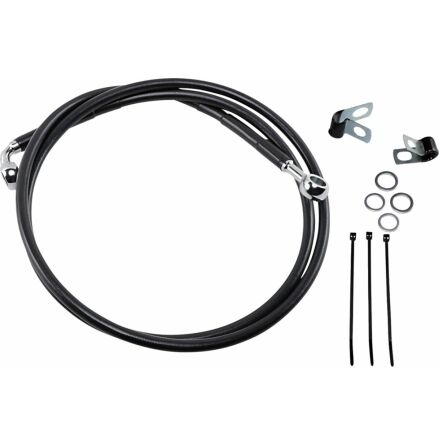 Front Brake Line Black Vinyl Coated Stainless Steel Extended 8"
