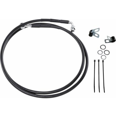 Front Brake Line Black Vinyl Coated Stainless Steel Extended 10"