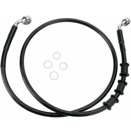 Front Brake Line Black Vinyl Coated Stainless Steel Extended 8"