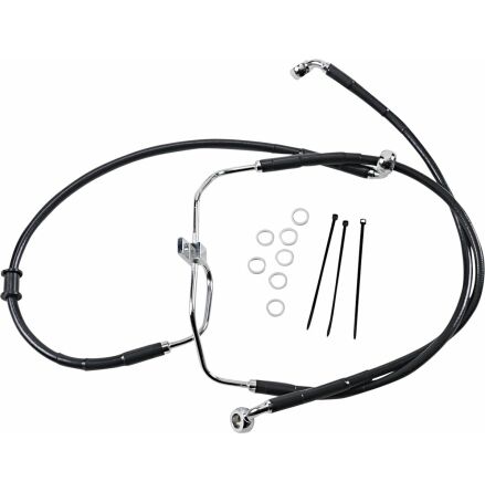 Front Brake Line Black Vinyl Coated Stainless Steel Extended 2"