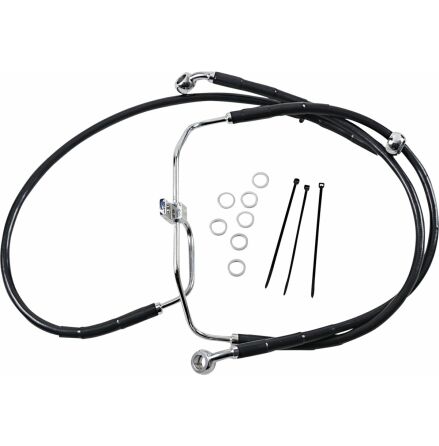 Front Brake Line Black Vinyl Coated Stainless Steel Extended 4"