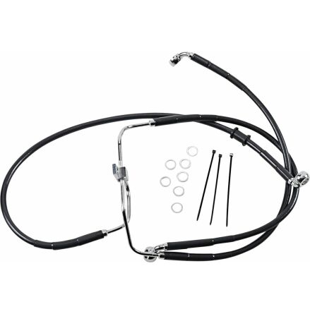 Front Brake Line Black Vinyl Coated Stainless Steel Extended 6"