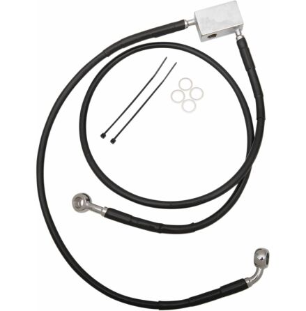 Rear Brake Line Black Vinyl Coated Stainless Steel Extended 2"