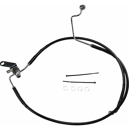 Rear Brake Line Black Vinyl Coated Stainless Steel Extended 3"
