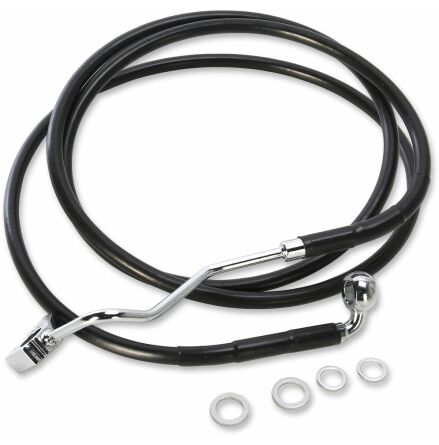 Brake Line Kit Extended Upper Front Length Black Vinyl/Stainless Steel + 6"