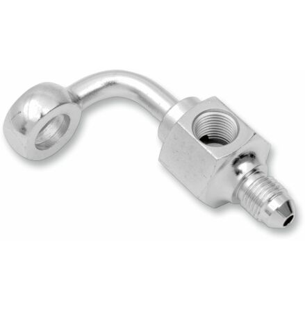 Rear Brake Line Banjo Bolt Adapter An-3 90° W/ Brake Light Chrome