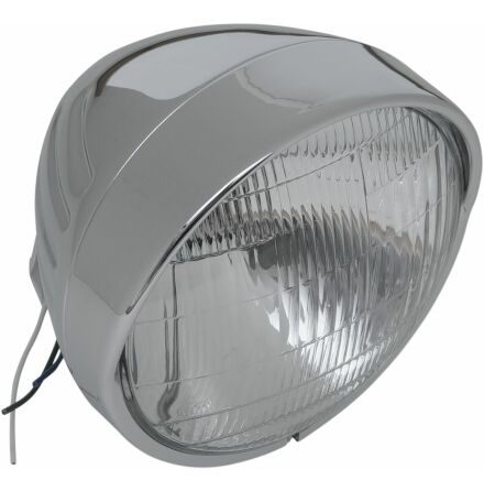Headlight 6.5" W/ Visor Grooved Chrome 60/55W