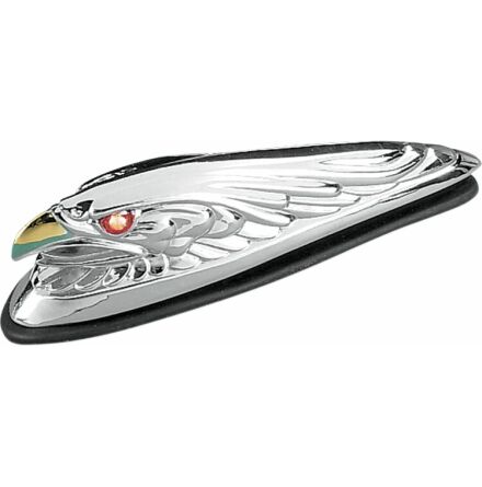 Chrome Eagle Head W/ Lighted Eyes Small Front Fender Ornament