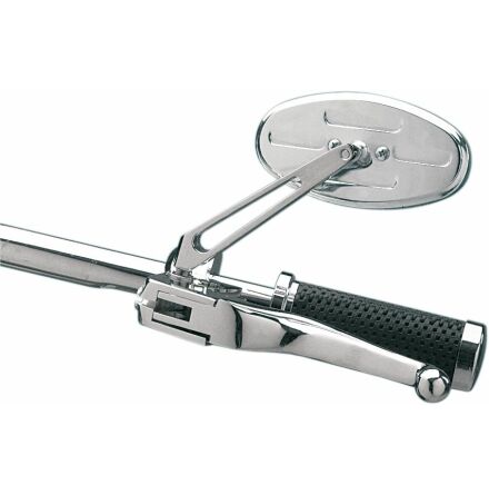 Mirror Ness Stealth I Oval W/ 4.75" Stem Blue Reflector Chrome