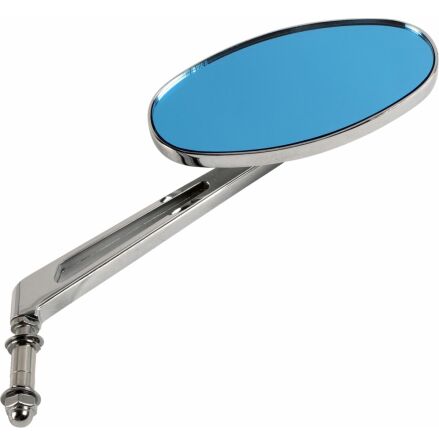 Mirror Ness Stealth Ii Oval W/ 6" Stem Blue Reflector Chrome