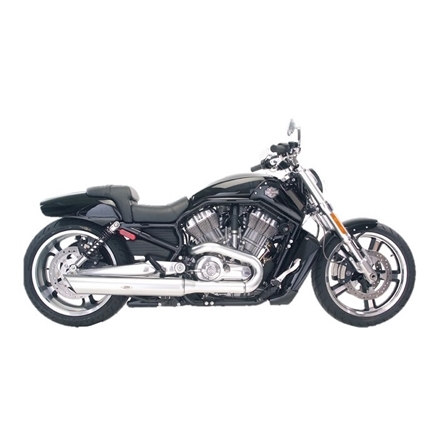 H-D V-ROD Muscle Satin Nickel Baffled Slash Cut Slip-on Exhaust