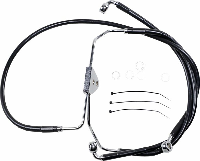 Front Brake Line Black Vinyl Coated Stainless Steel Extended 4"