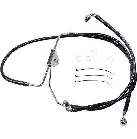 Front Brake Line Black Vinyl Coated Stainless Steel Extended 2&quot;