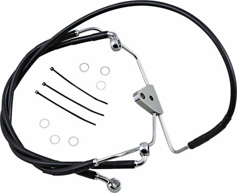 Front Brake Line Black Vinyl Coated Stainless Steel Extended 6"