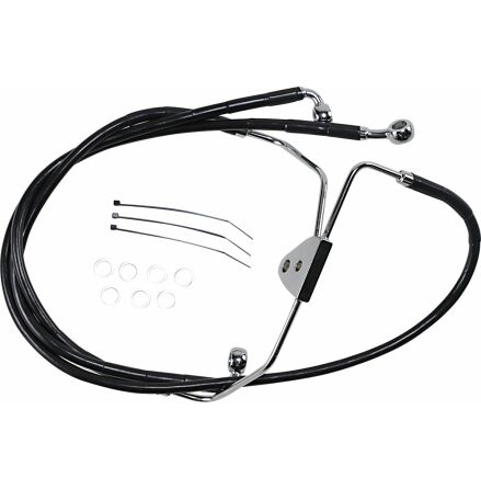 Front Brake Line Black Vinyl Coated Stainless Steel Extended 8&quot;