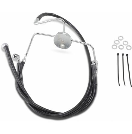 Front Brake Line Black Vinyl Coated Stainless Steel Extended 2&quot;