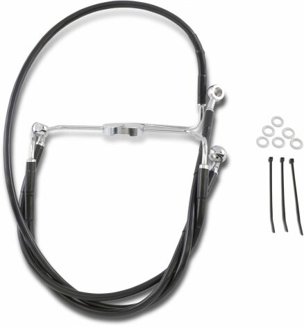 Front Brake Line Black Vinyl Coated Stainless Steel Extended 10"