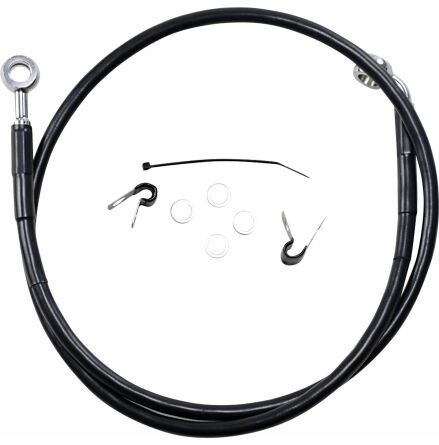 Front Brake Line Black Vinyl Coated Stainless Steel Extended 2&quot;