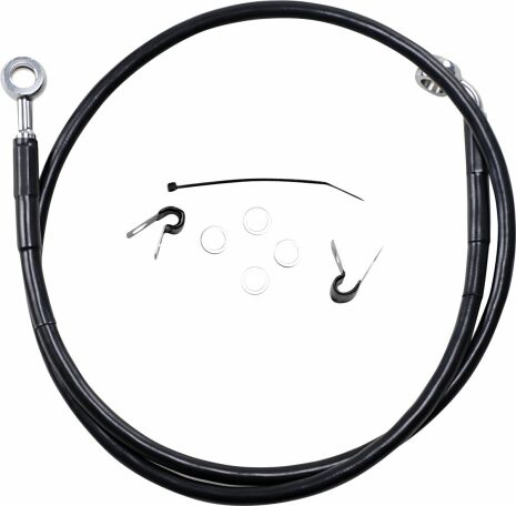 Front Brake Line Black Vinyl Coated Stainless Steel Extended 2"