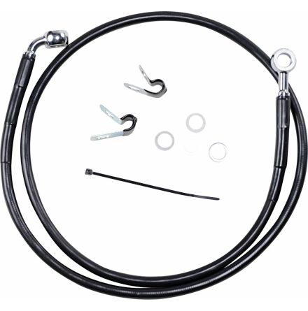 Front Brake Line Black Vinyl Coated Stainless Steel Extended 4&quot;